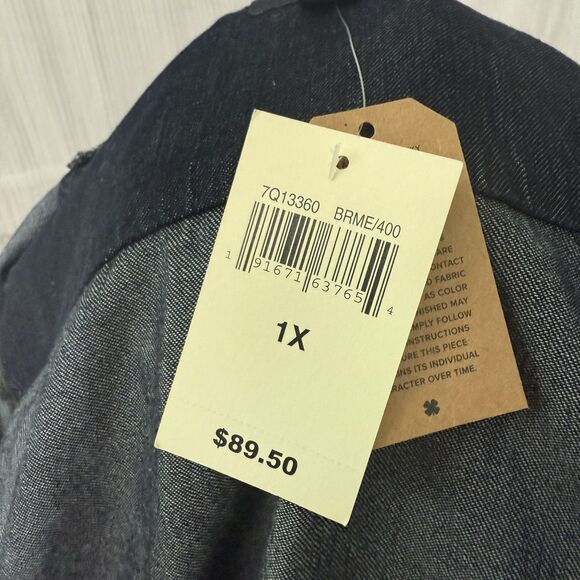 Lucky Brand Denim Cropped Bomber Blazer Women’s XL True Ingigo Capsule Wardrobe - Picture 9 of 12